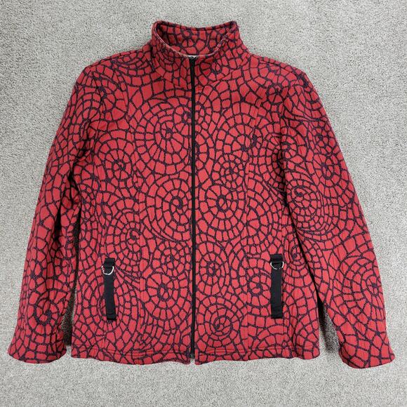 Vintage Rafael Sport Jacket Womens M Red‎ Black Printed Zip Up High Neck Pockets - Picture 4 of 15